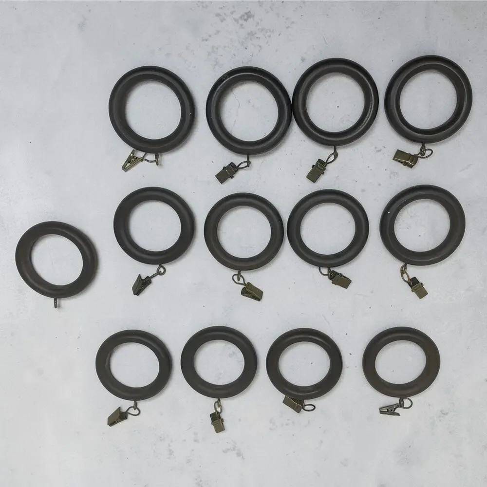 Lot 12 x Composite Drapery Curtain Rings Eyelets & Clips 1.75” ID 2.75